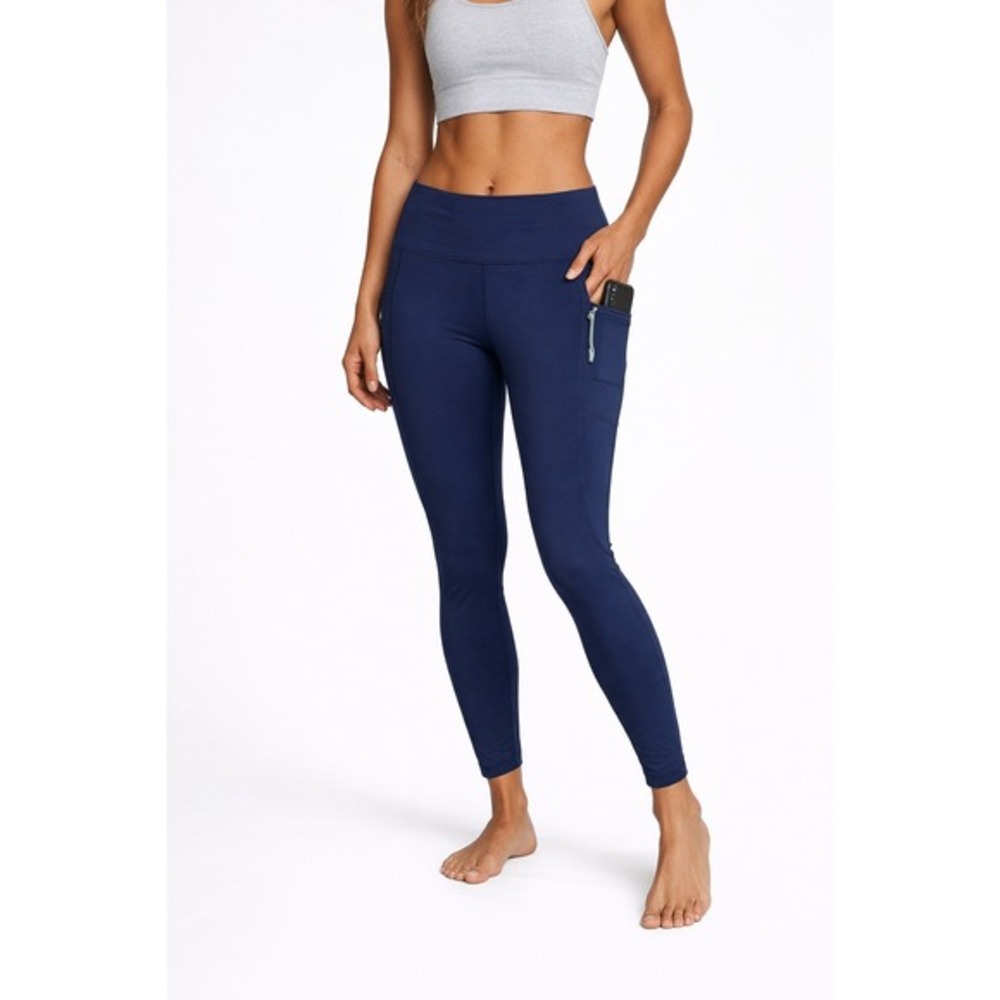 We Wander Navy‎ Blue Active Leggings UPF 40 Recycled Nylon Pockets XLP NEW